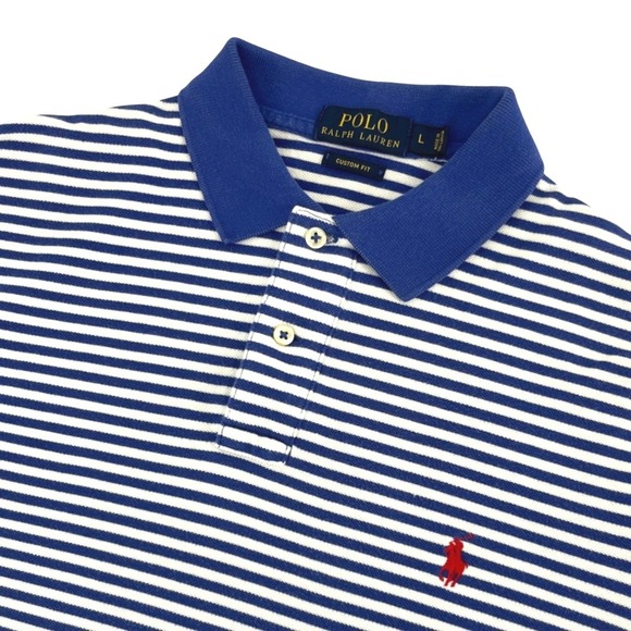 Polo Ralph Lauren Other - Polo Ralph Lauren Mens Large Polo Shirt Custom Fit Striped Blue White Preppy